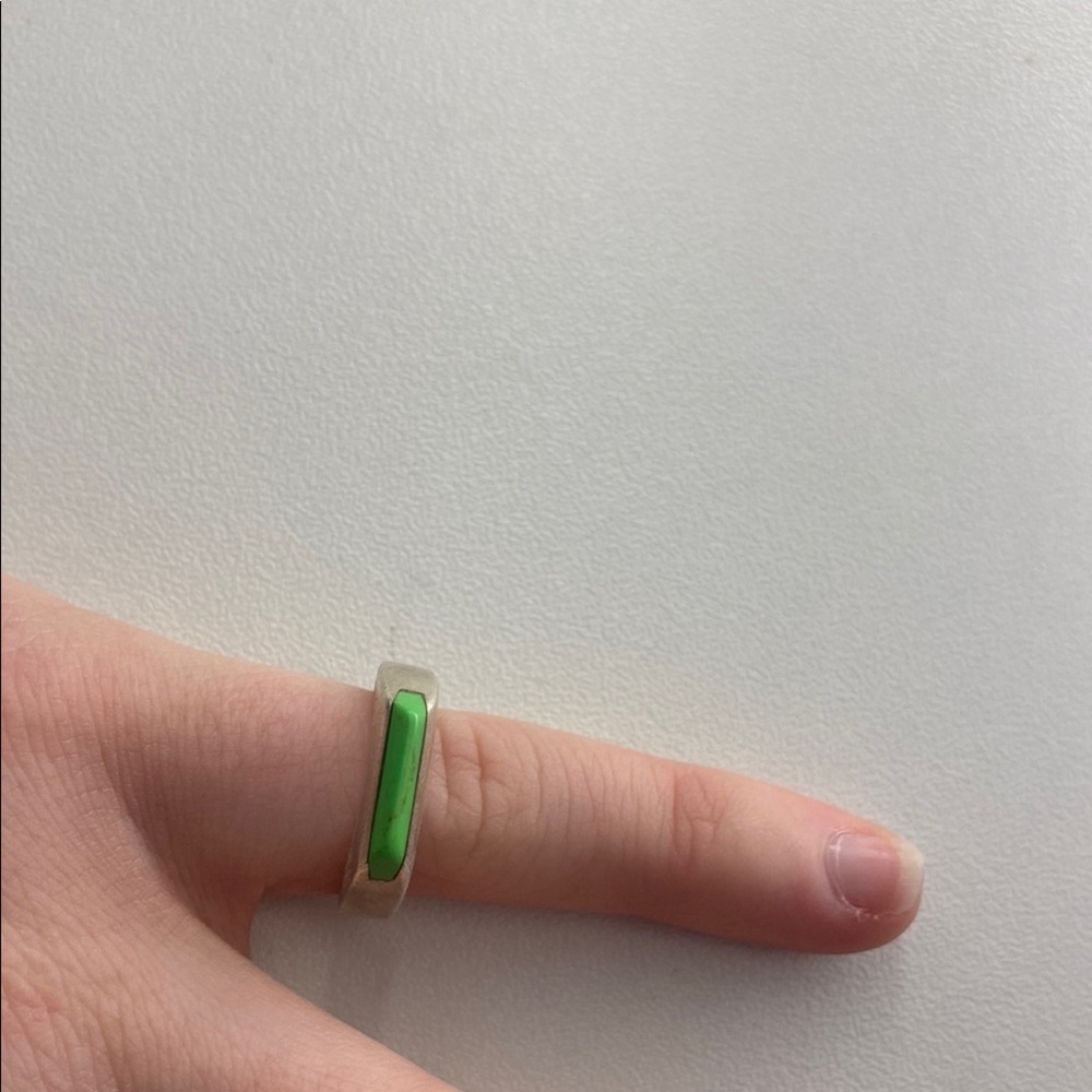 Silver Ring with Green Accent